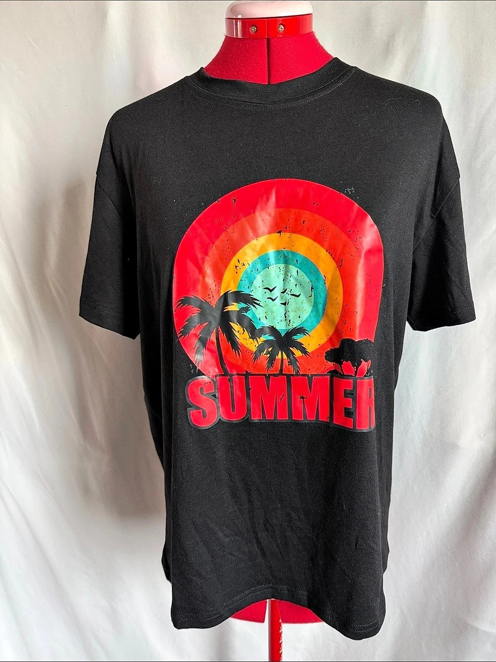 Graphic Summer Tee Black Size Large